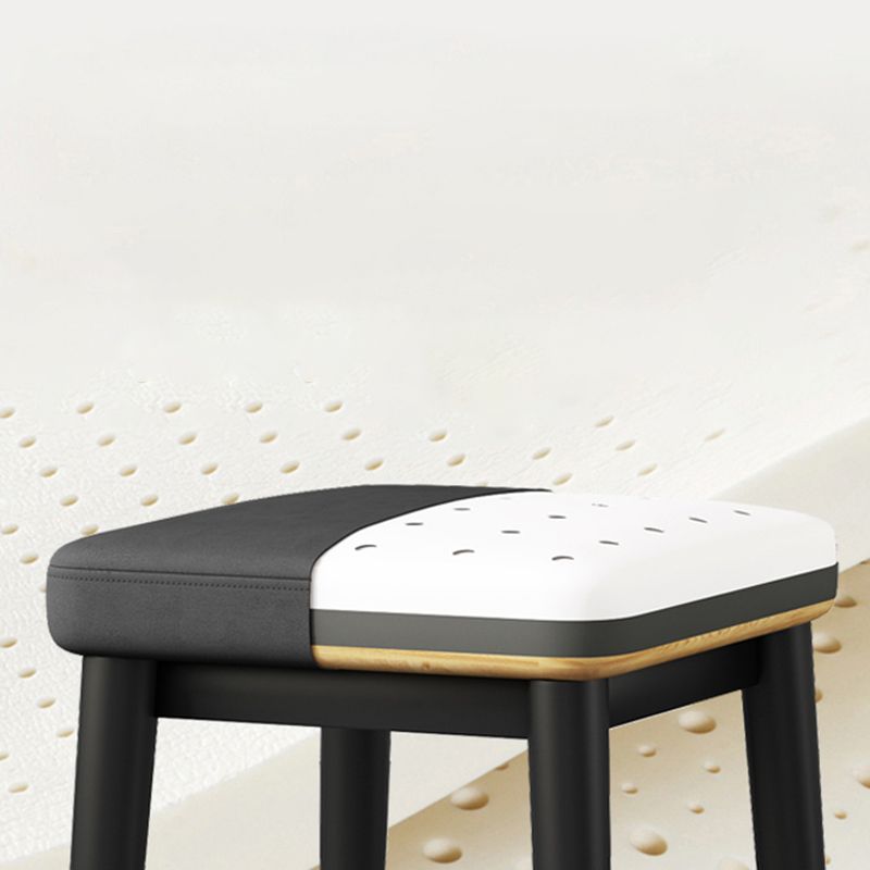 Square Footstools Ottoman Glam Solid Color Faux Leather Water Resistant Ottoman