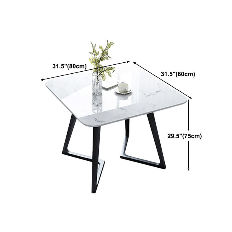 Sintered Stone Dining Table Industrial Wood Base Dining Table in White