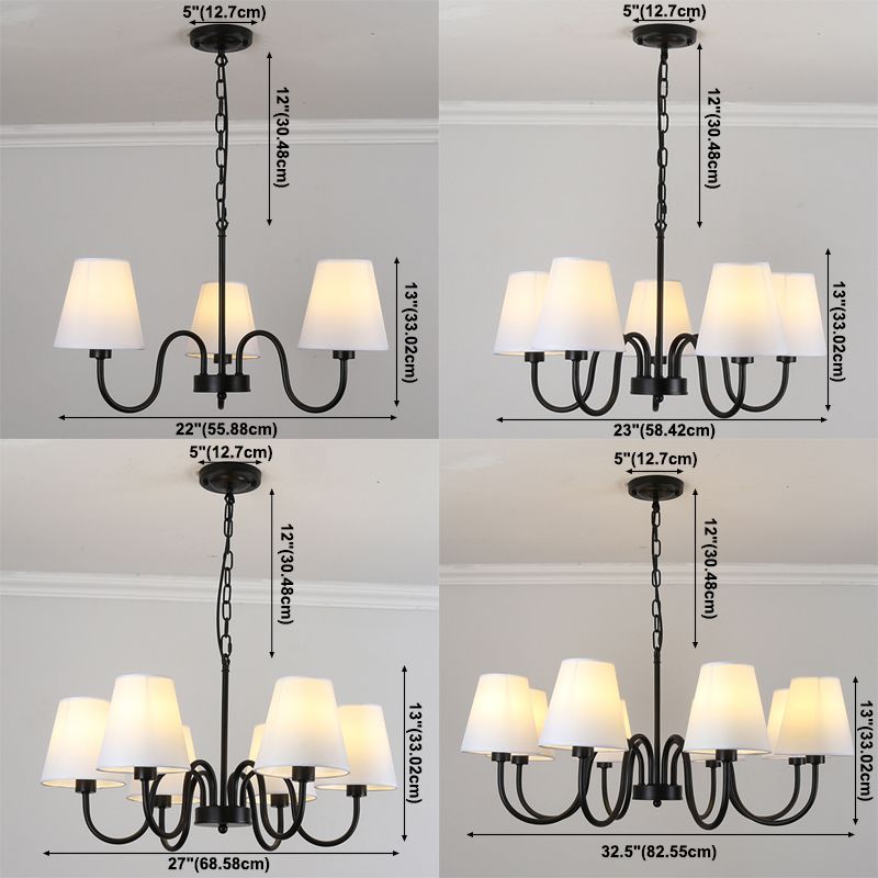 Traditional Style Chandelier Light Fabric Shade Lighting Fixture for Living Room