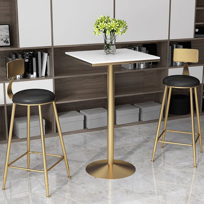 Faux Leather Dining Stools Upholstered Bar Stools with Metal Base