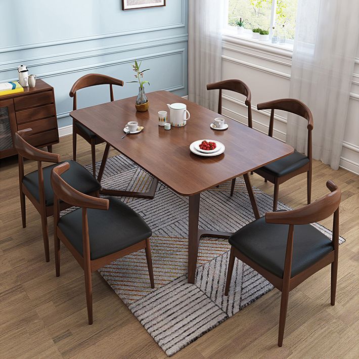 Rubberwood Solid Wood Dining Table Rectangle Table for Home Kitchen