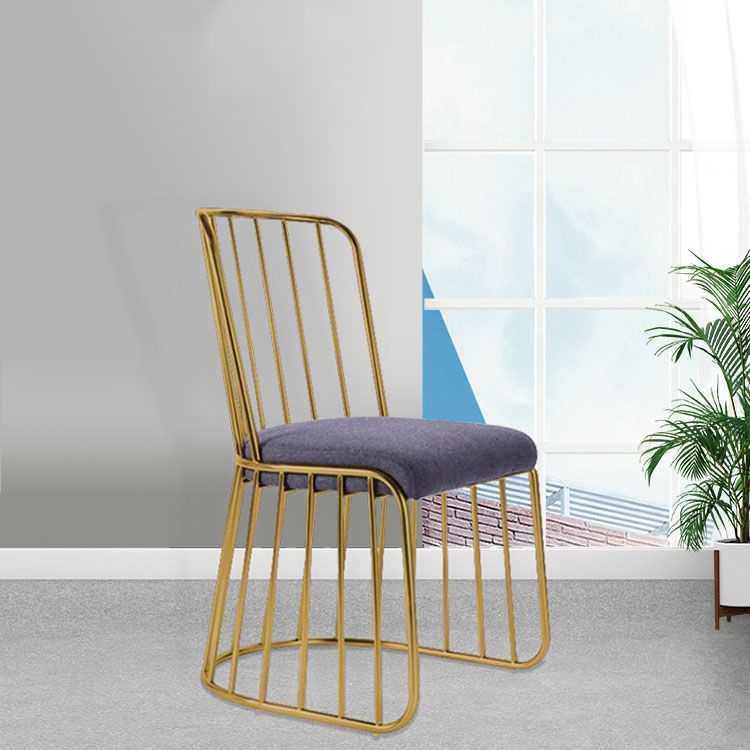 Glam Metal Dining Room Chair Windsor Back Side Chair for Home Use