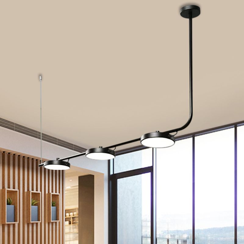 Moderno lampadario semplice/nero semplice con tonalità di tamburo 2/3 luci in metallo l'illuminazione per sala da pranzo