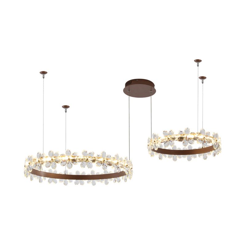 Garland Shape Crystal Chandelier Light Contemporain 2/3 Lights Café LED suspendu suspendu en blanc / lumière chaude