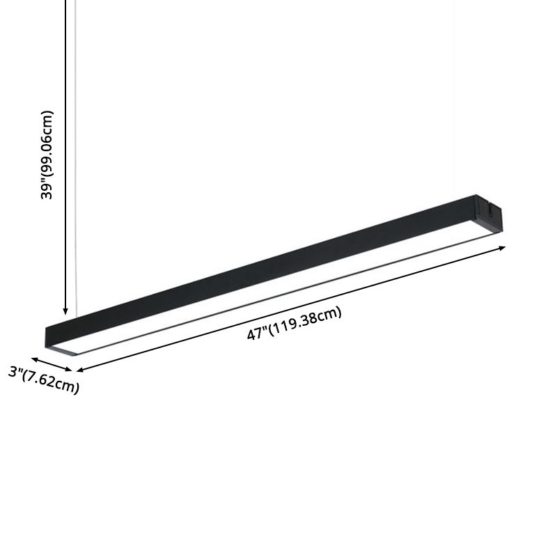 Rechthoek Acrylhangende lamp Minimalistische LED Black Down Lighting Pendant