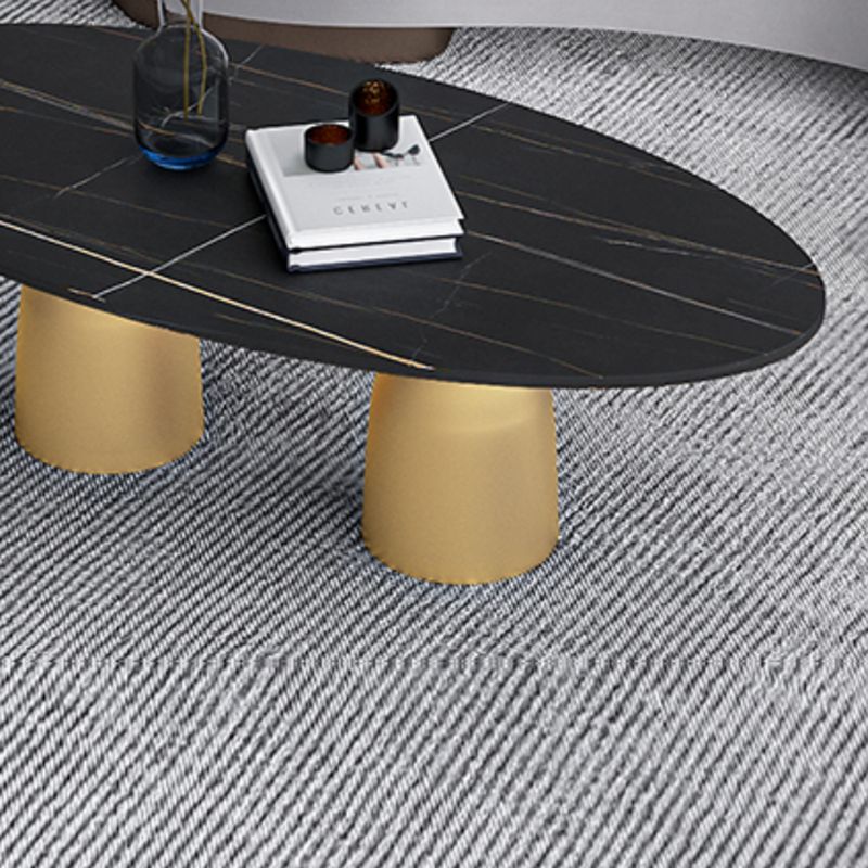 Glam 15.7"Tall Iron 2 Legs Oval Slate Table Top Coffee Table