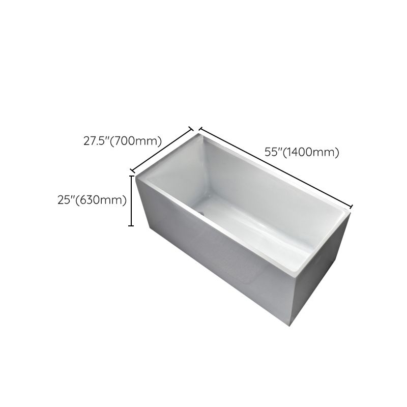 Back to Wall Acrylic Bathtub Stand Alone White Rectangular Bath