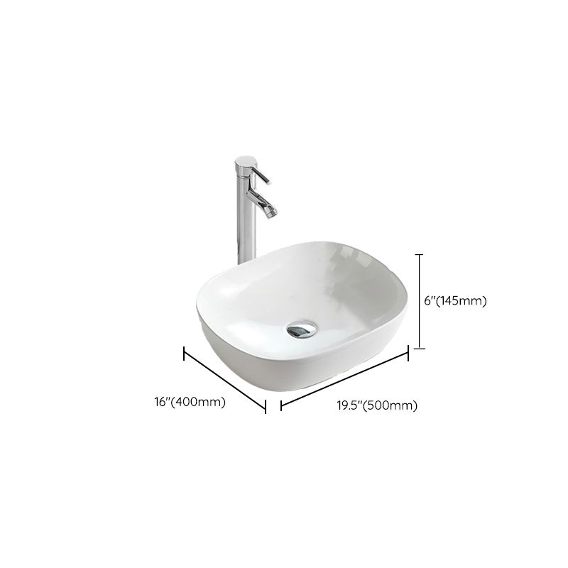 Contemporary Trough Sink Porcelain Trough Bathroom Sink with Faucet Included
