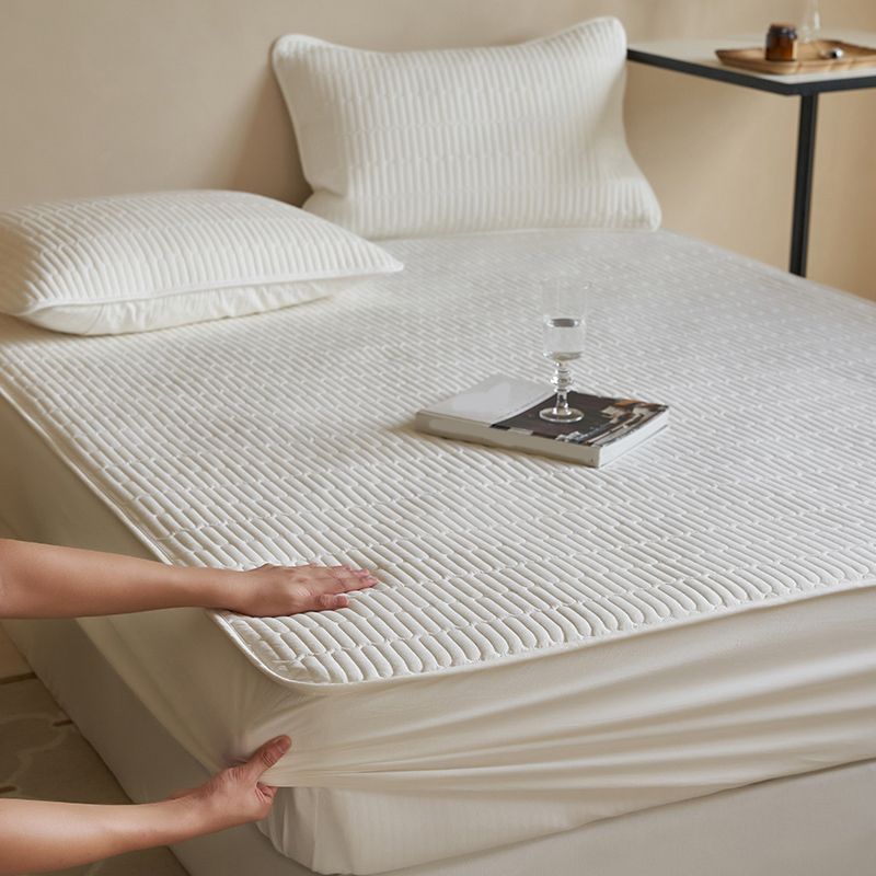 Soft Fitted Sheet Breathable Flannel Pure Color Fade Resistant Fitted Sheet Set
