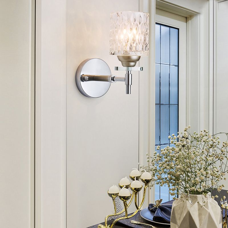 Applexion murale en verre aléatoire 1 Lumière Lumière de style moderne, finition noire / chromée