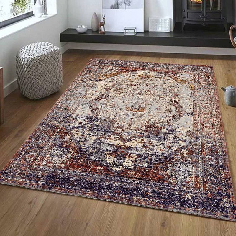 Shabby Chic Medallion Print Carpet Polyester Indoor Rug Stain Resistant Area Carpet for Living Room