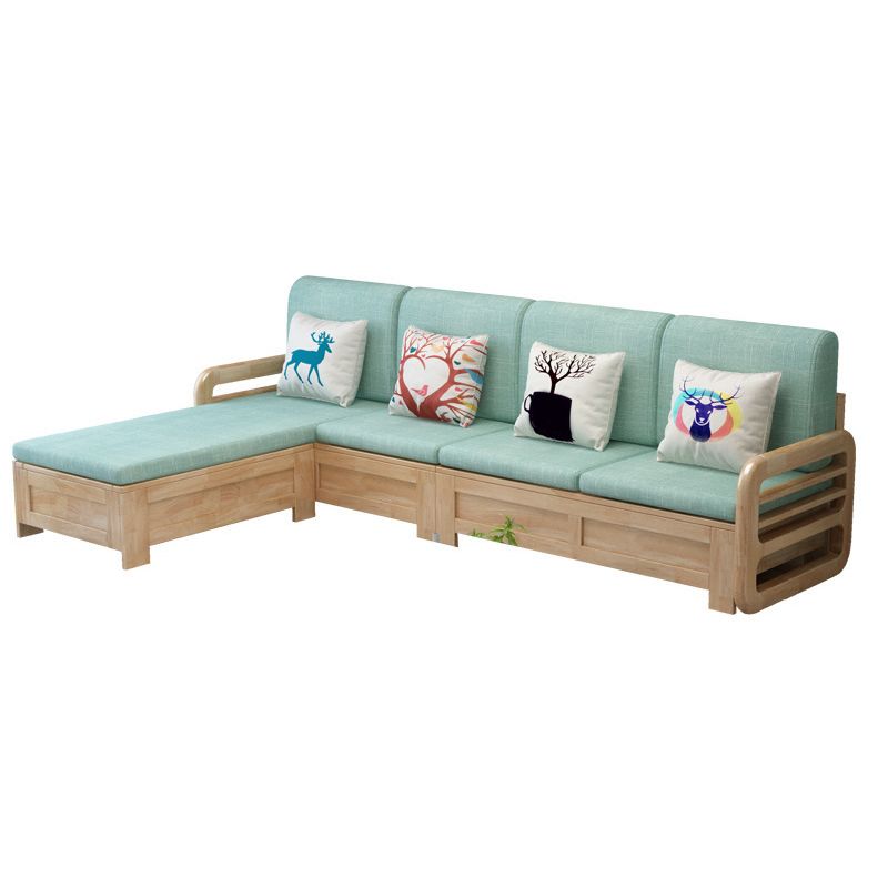 Nordic Settee Cushions Sectional Square Arm Fabric Seating for Living Room