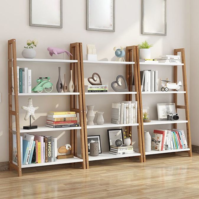 Modern Solid Wood Bookcase Ladder Bookshelf for Any Room, 12" W