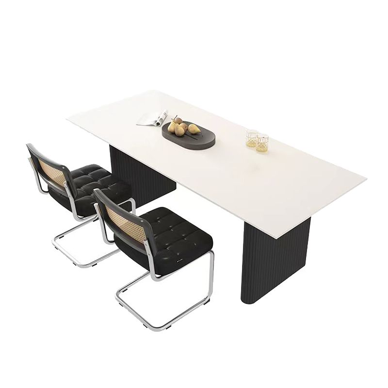 Rectangle Dining Table with Black Frame Modern Dinette Table for Kitchen