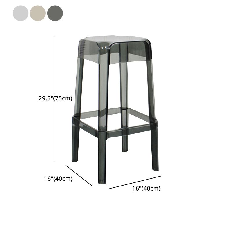 Taburete de bar de plástico sin respaldo moderno, reposapiés, taburete interior apilable cuadrado