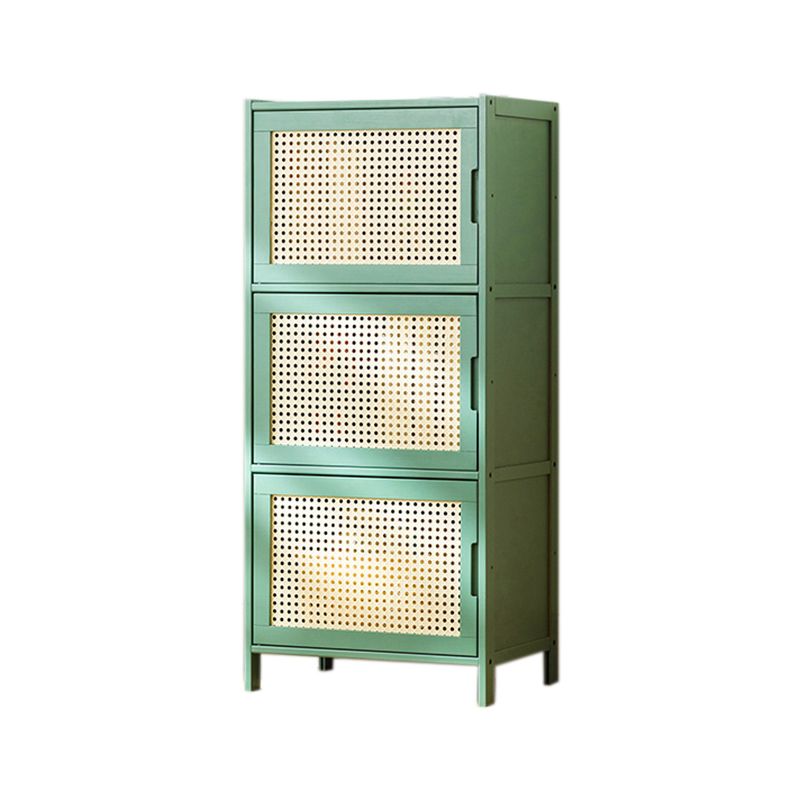 Contemporary Green Wood Accent Cabinet Rectangle Grooves Accent Cabinet