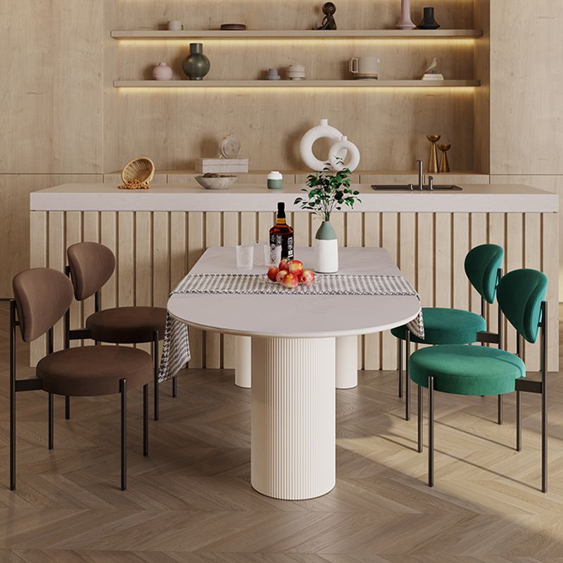 Free Form Modern Dining Table for Home White Dinette Table with Matte Finish Legs