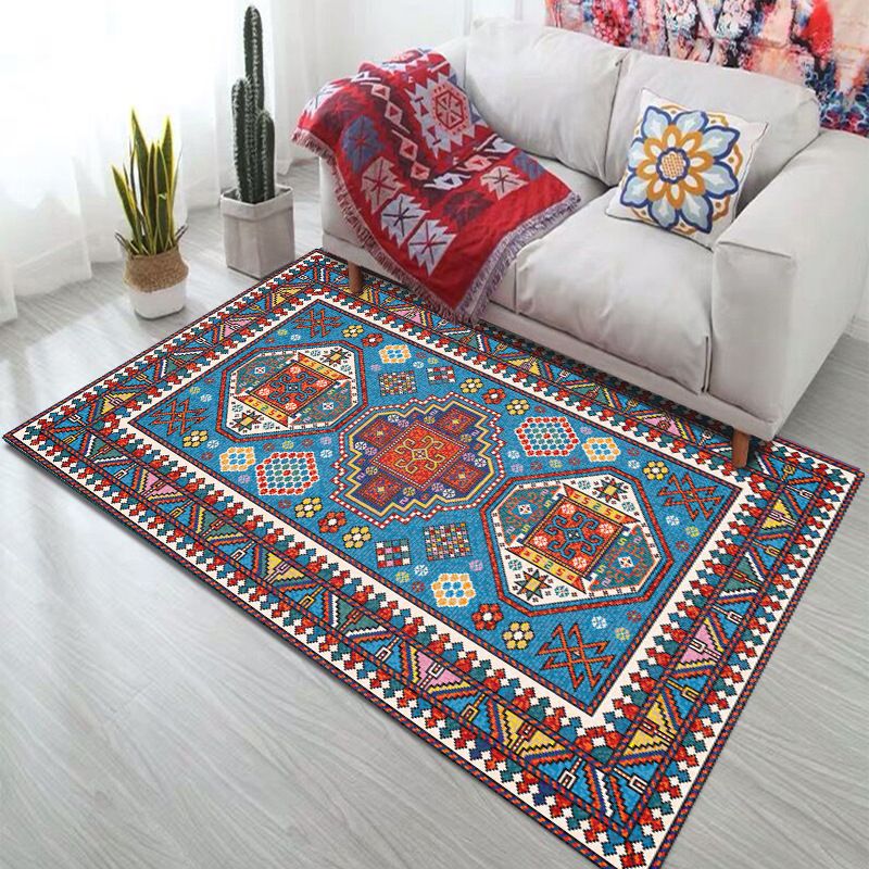 Boho Print Carpet Polyester Area Rug Stain Resistant Rug for Home Decoration