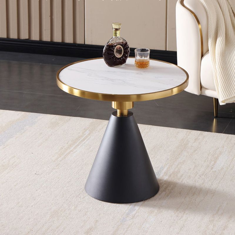Contemporary Pedestal Round Marble/Stone Side Table - 21.65" H
