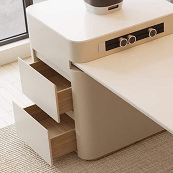 Modern Free Form Dining Table Stone Top Dinette Table with Storage