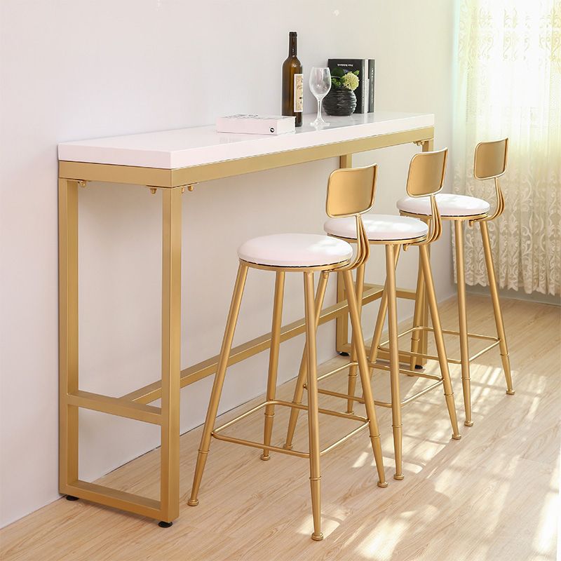 Glam Bar Table Set 1/4 Pieces Rectangle Wood Counter Table with High Stools