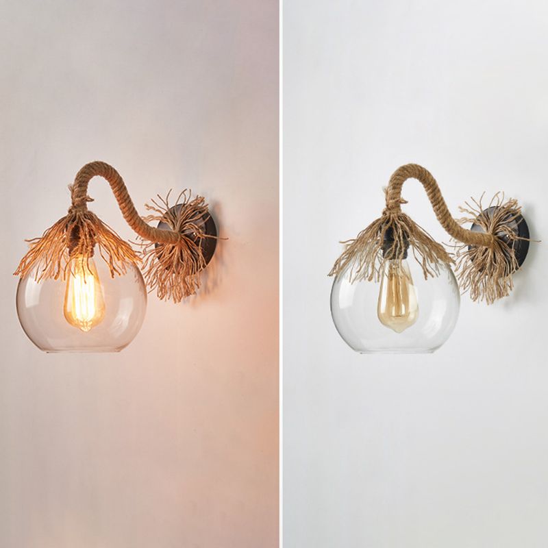 Gooseneck Stem Wall Light Sconce American Retro Style Glass 1 Light Sconces