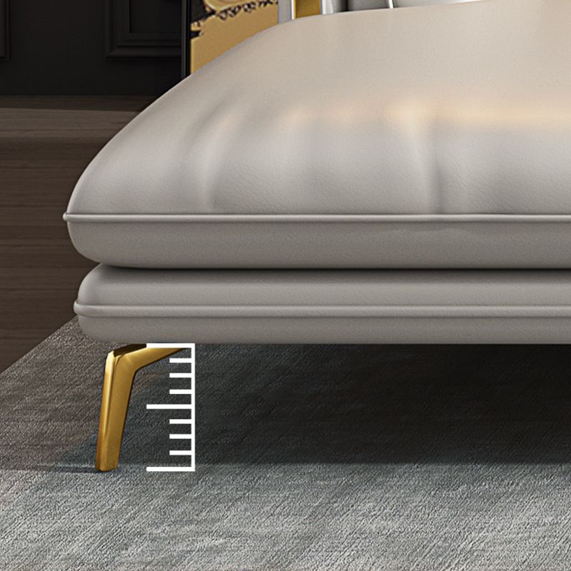 35.43" High Flared Arm Sectional Faux Leather Sectional with 3 Pillows