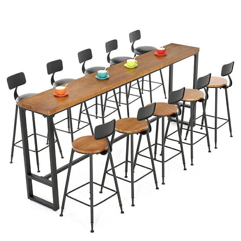 Industrial 1/4/5/9 Pieces Bar Table Set Rectangle Pine Wood Counter Table with High Stools
