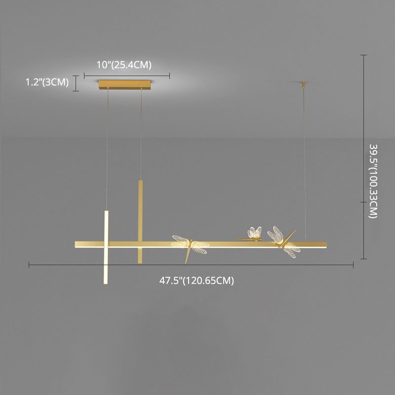 Luces de isla colgantes de libélula ultra contemporánea accesorios de iluminación de araña acrílica para restaurante