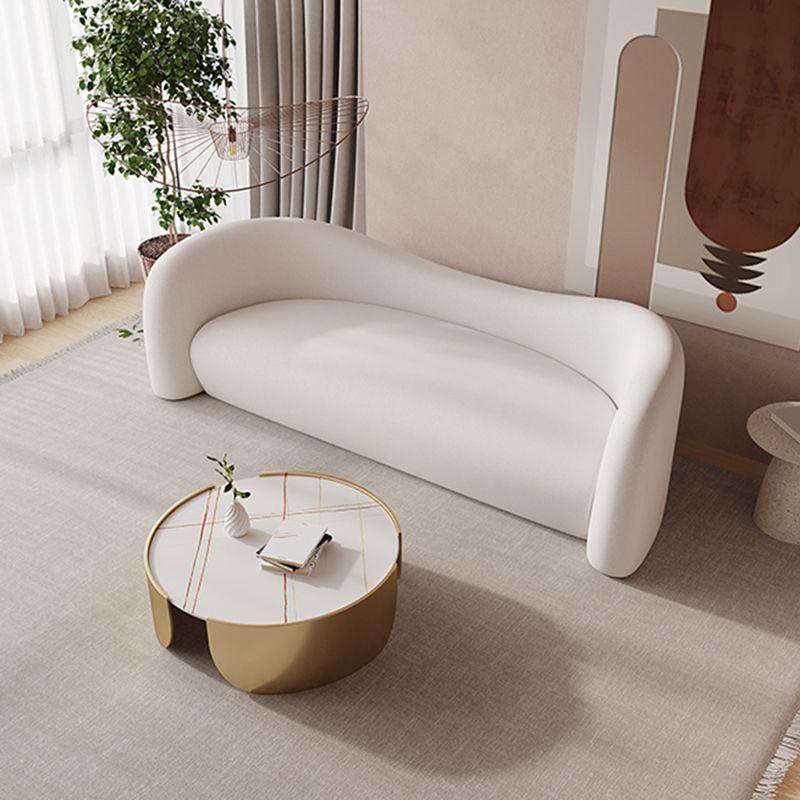 Faux Leather Modern Sofa Sloped Arm Curved Sofa for Living Room