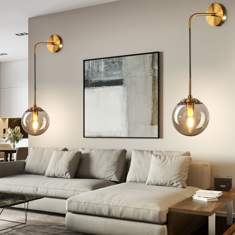 1 Light Globe Wall Sconces Industrial Style Glass Wall Mounted Lamps