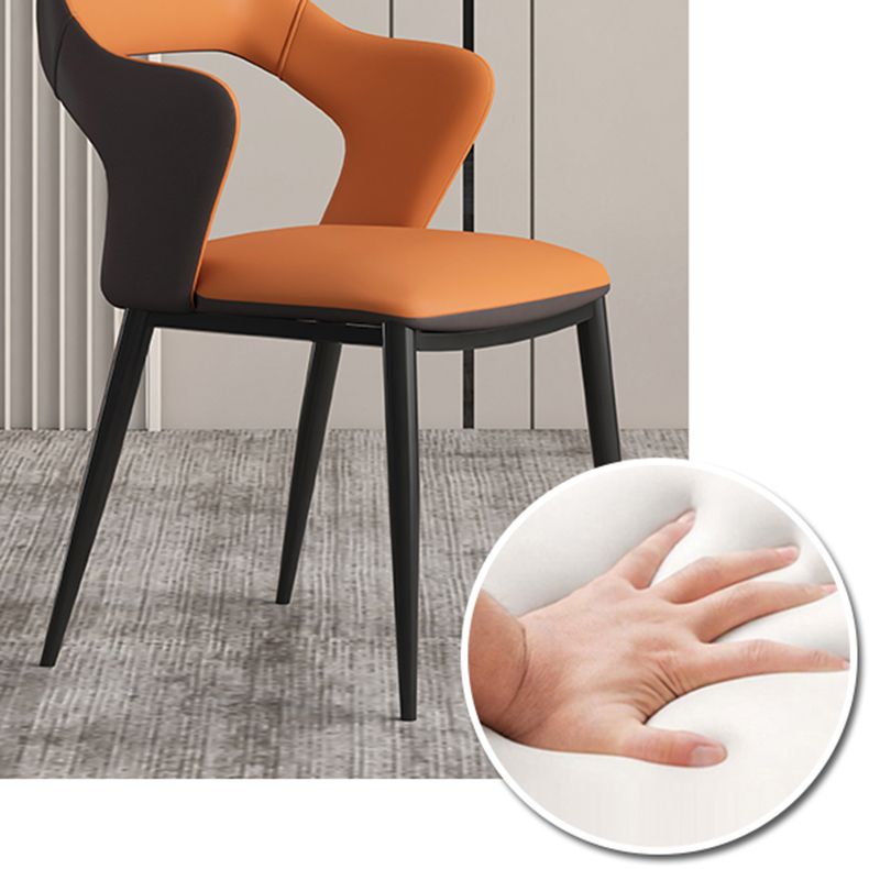 Contemporary Metal Dining Room Armchairs PU Leather Dining Chairs for Home Use
