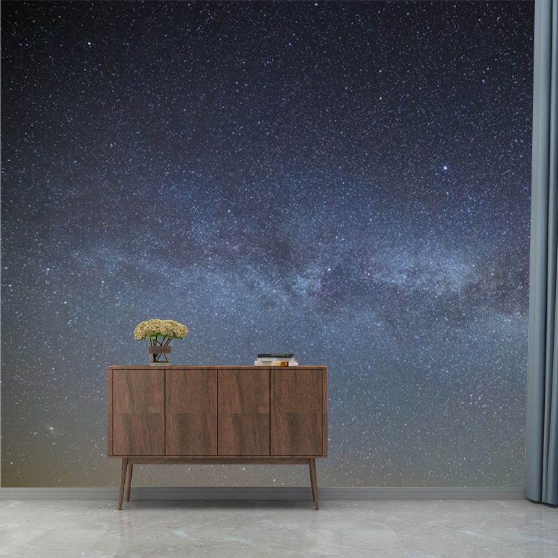 Grey-Blue Milky Way Mural Wallpaper Stain Resistant Modernist Bedroom Wall Decor