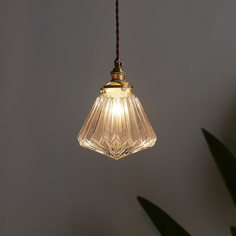 Rippen klare Glashängelampe Vintage Style Single-Bulb Restaurant Beleuchtung Anhänger