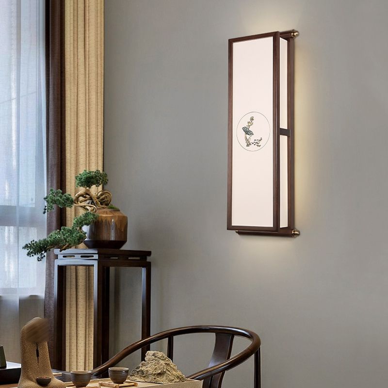 New Chinese Style Wooden Wall Light Cuboid LED Wall Lamp with Acrylic Shade for Bedroom