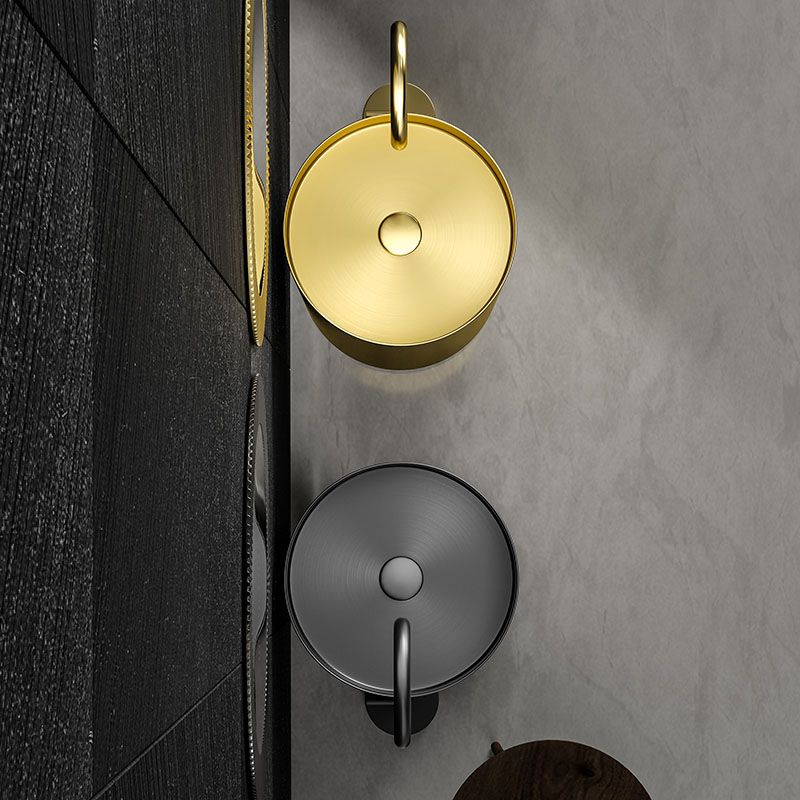 Modern Bathroom Sink Metal Round with Pop-Up Drain Pedestal Sink