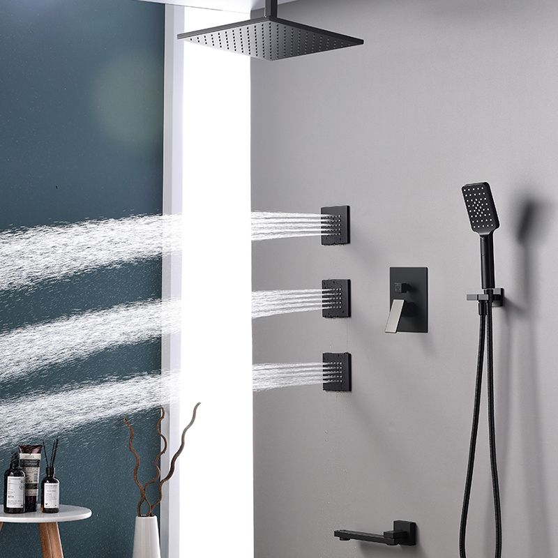 Square Black Spot Resist Shower Faucet Shower Arm Shower with Handheld Shower Head