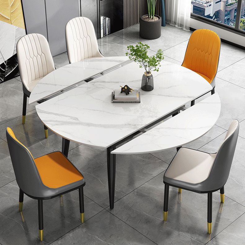 Mesa de comedor de piedra sinterizada extensible con metal 4 patas