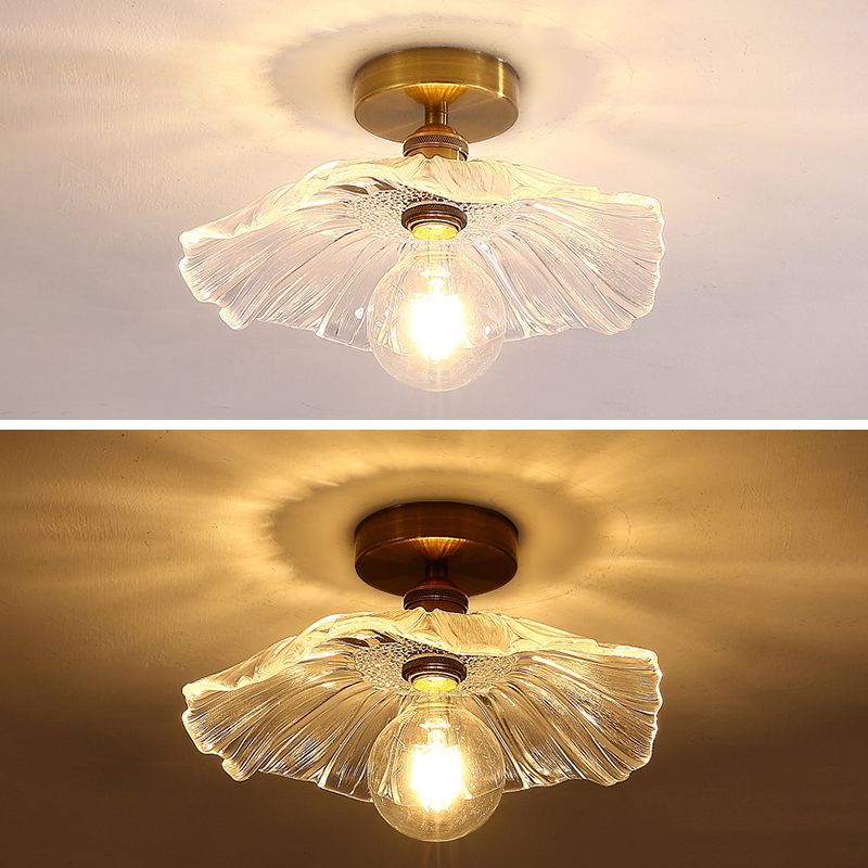 Glass Shaded Ceiling Mounted Fixture Minimalist Style Clear Ceiling Mount Light Fixture