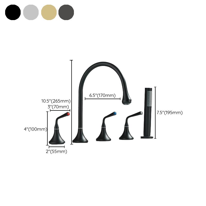 Traditional Deck Mounted Metal Tub Filler Three Handles Faucet
