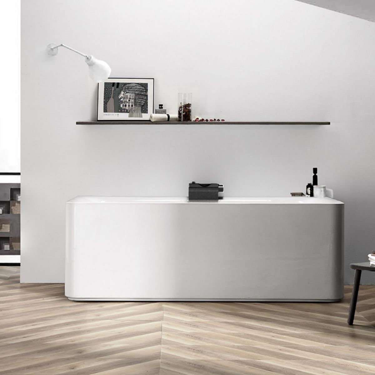 Acrylic Soaking Rectangular Bathtub Antique Finish Back to Wall Bath Tub
