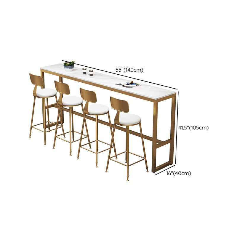 White Faux Marble Bar Height Table Glam Rectangle Bar Dining Table