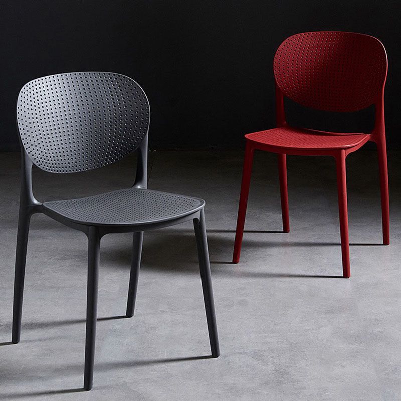 Silla lateral de comedor de cocina escandinava de plástico, silla con respaldo abierto