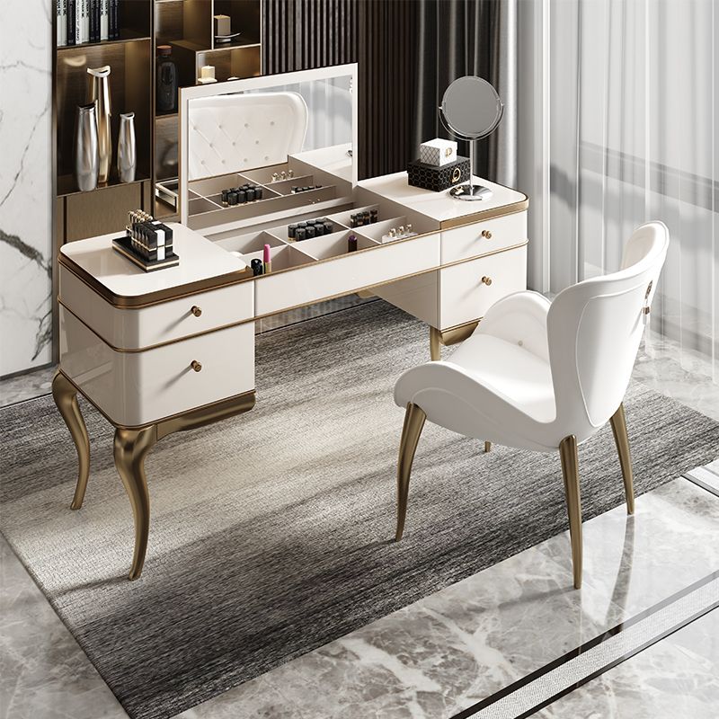 4 Storage Drawers Mirrored Vanity Victorian Wooden Make-up Vanity