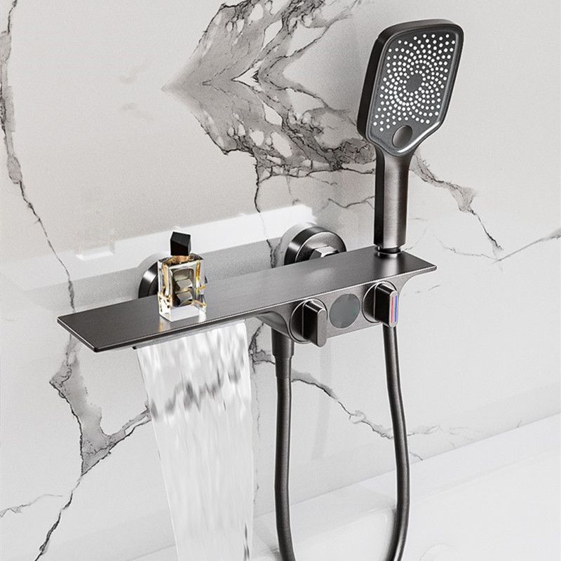 Wall Mounted Metal Bathroom Faucet Low Arc Waterfall Tub Filler