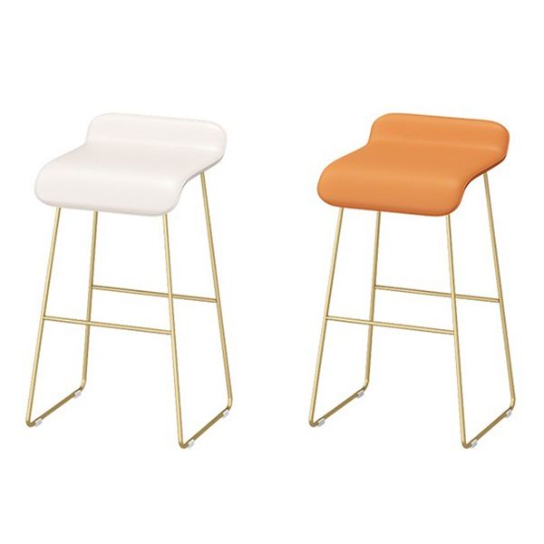 Faux Leather Bar Stool Modern Bar Height Armless Stool with Gold Base