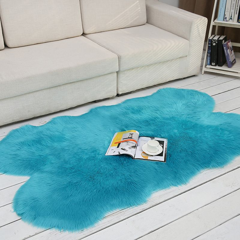 Shaggy Plain Rug Multi-Color Scandinavian Carpet Faux Fur Machine Washable Non-Slip Backing Pet Friendly Rug for Home