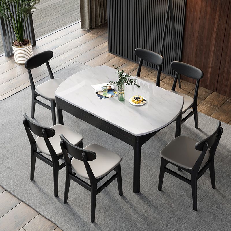 Modern Dining Round Table Stone Table with Wooden Legs for Home