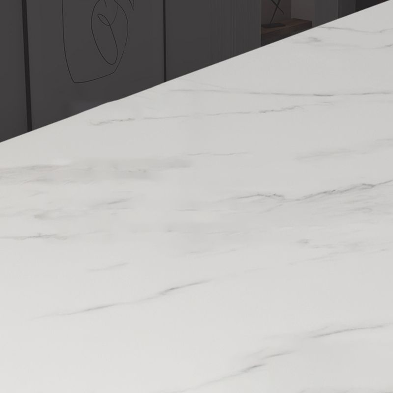 Stone Top Dining Table Set 1/2/5 Pieces Glam Rectangle Dinette Set in White