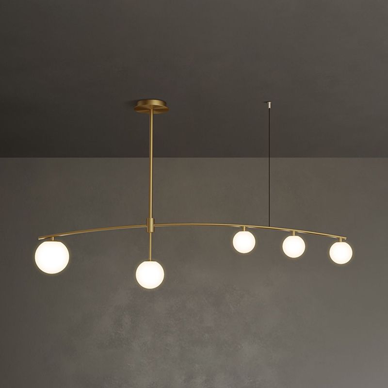 Contemporary Island Light Sphere Glass Island Chandelier Lights in Gold